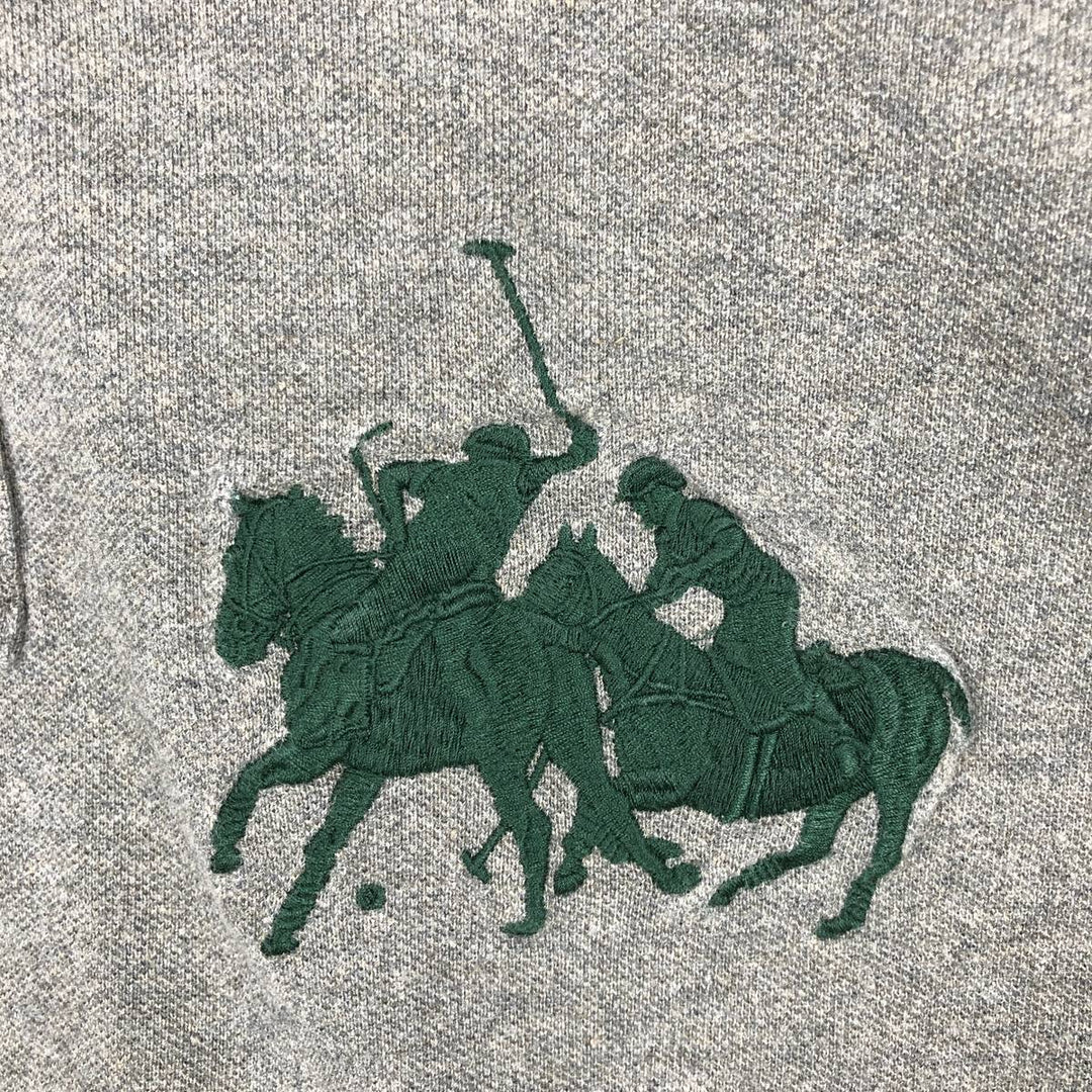 Ralph Lauren POLO by Ralph Lauren Double Pony Long-Sleeve Polo Shirt, Men's Size L (approx.) cotton Charcoal Vintage Second Hand