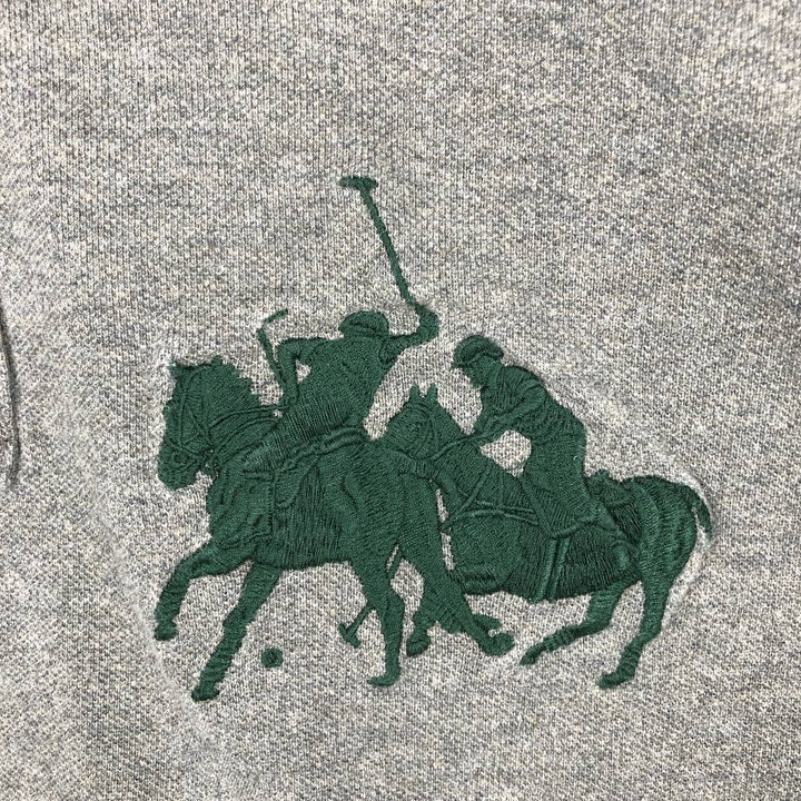 Ralph Lauren POLO by Ralph Lauren Double Pony Long-Sleeve Polo Shirt, Men's Size L (approx.) cotton Charcoal Vintage Second Hand