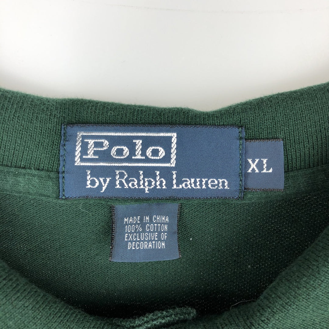 Ralph Lauren POLO by Ralph Lauren long sleeve polo shirt, men's XL size cotton green type Vintage Second Hand