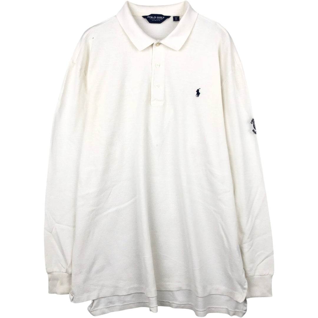 Ralph Lauren POLO GOLF long-sleeved polo shirt, men's size XL Pima Cotton white type Vintage Second Hand