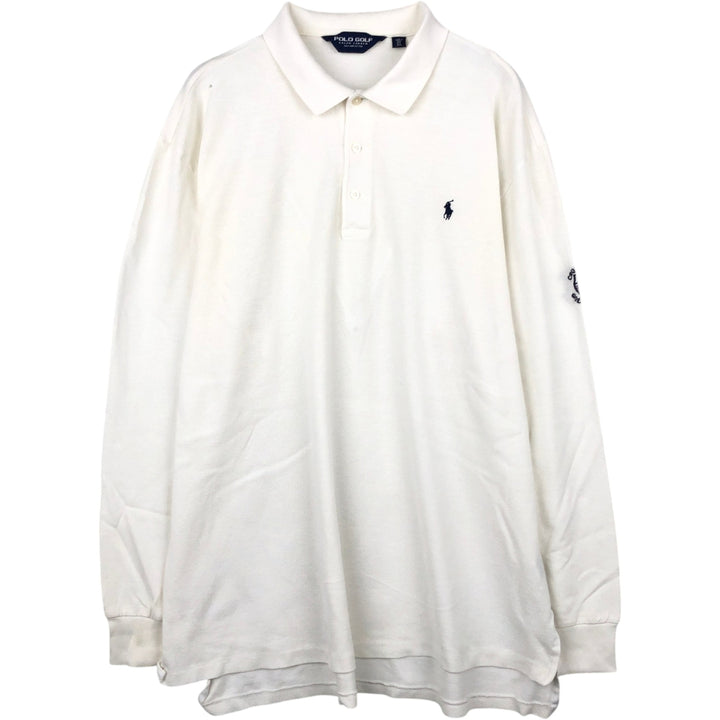 Ralph Lauren POLO GOLF long-sleeved polo shirt, men's size XL Pima Cotton white type Vintage Second Hand