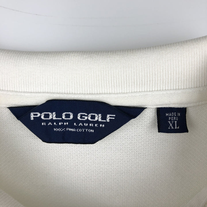 Ralph Lauren POLO GOLF long-sleeved polo shirt, men's size XL Pima Cotton white type Vintage Second Hand