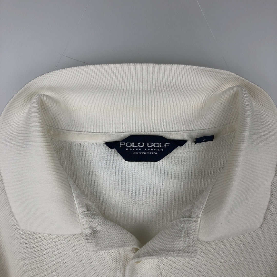 Ralph Lauren POLO GOLF long-sleeved polo shirt, men's size XL Pima Cotton white type Vintage Second Hand