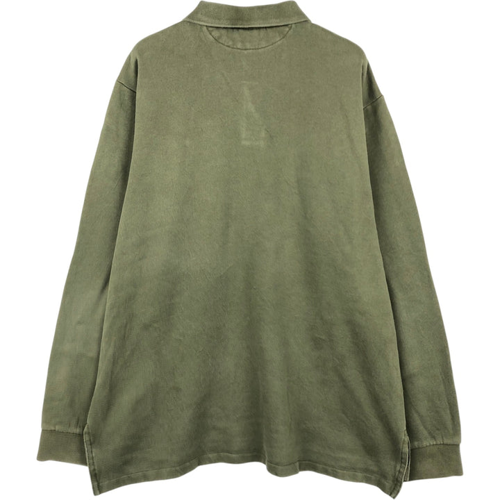 Ralph Lauren POLO by Ralph Lauren long sleeve polo shirt, men's size XXL cotton Khaki type Vintage Second Hand