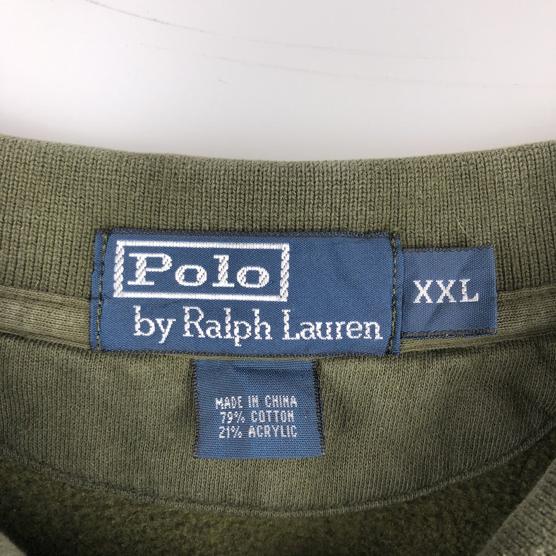 Ralph Lauren POLO by Ralph Lauren long sleeve polo shirt, men's size XXL cotton Khaki type Vintage Second Hand