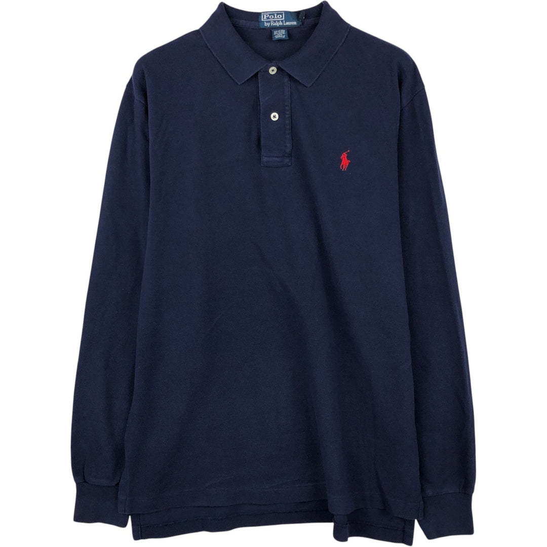 Ralph Lauren POLO by Ralph Lauren long sleeve polo shirt, men's size M cotton navy blue type Vintage Second Hand