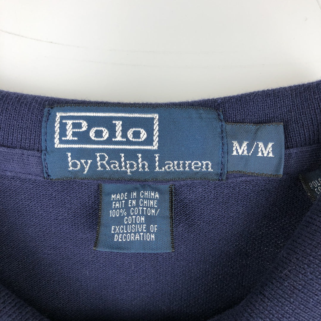 Ralph Lauren POLO by Ralph Lauren long sleeve polo shirt, men's size M cotton navy blue type Vintage Second Hand