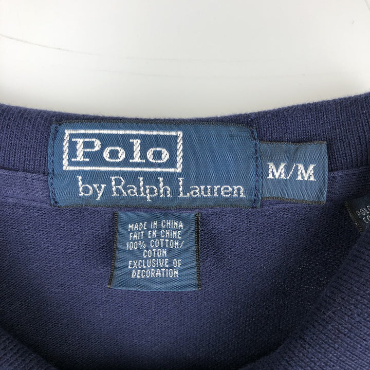 Ralph Lauren POLO by Ralph Lauren long sleeve polo shirt, men's size M cotton navy blue type Vintage Second Hand