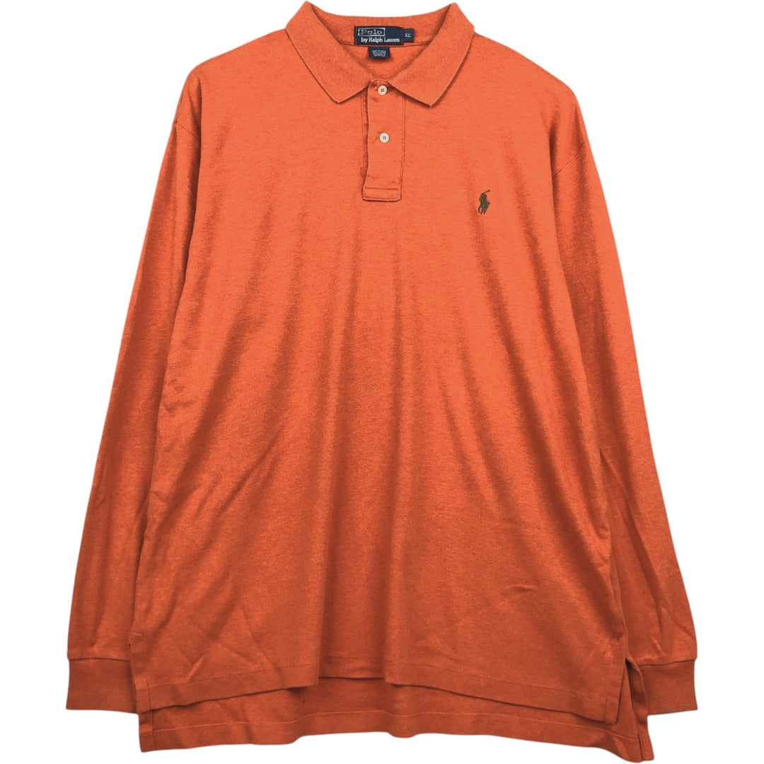 Ralph Lauren POLO by Ralph Lauren long sleeve polo shirt, men's XL size cotton red type reddish brown Vintage Second Hand