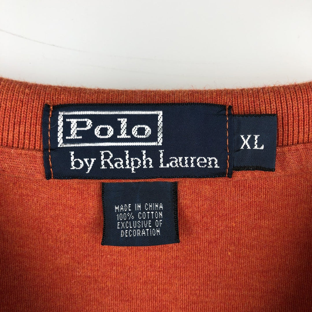 Ralph Lauren POLO by Ralph Lauren long sleeve polo shirt, men's XL size cotton red type reddish brown Vintage Second Hand