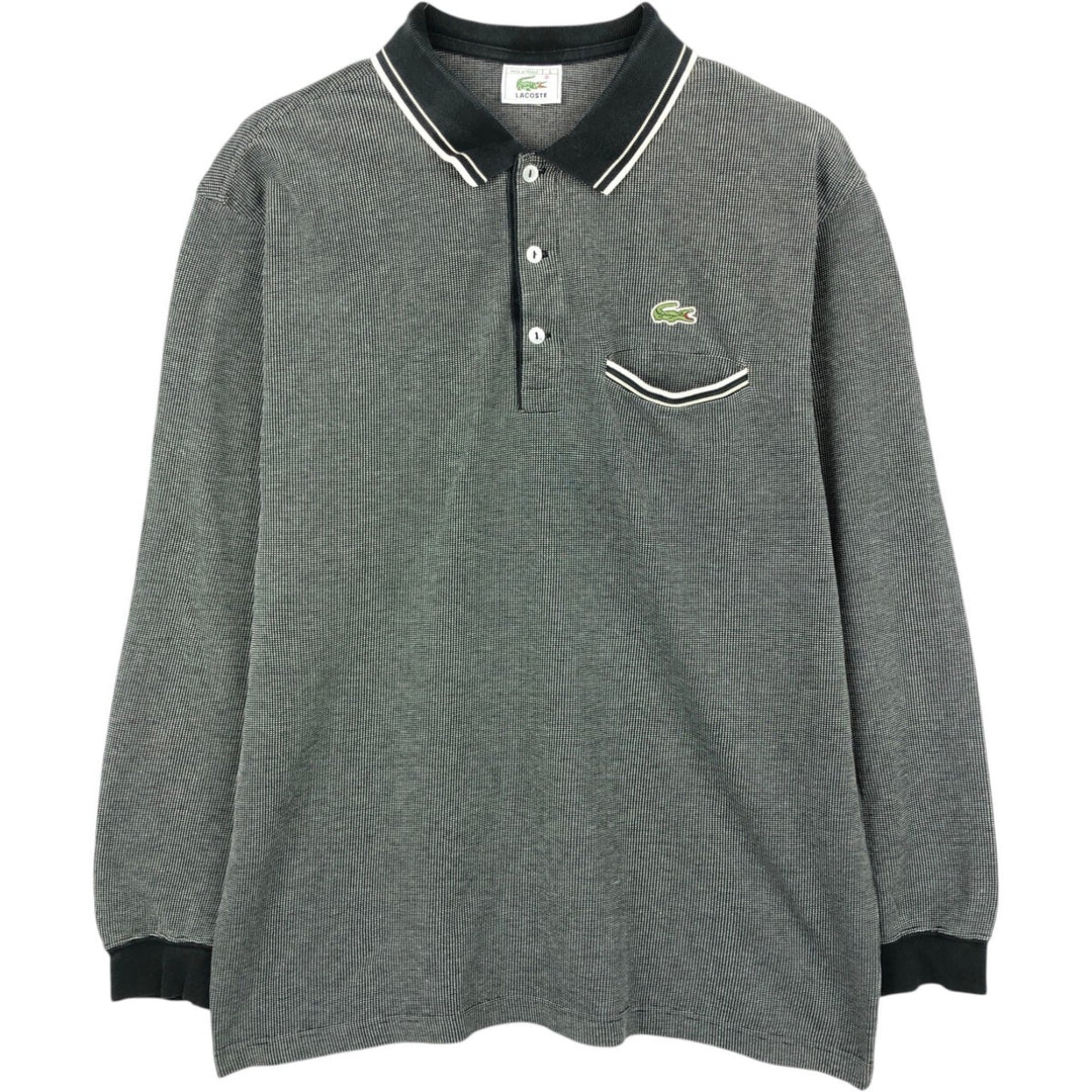 Lacoste long-sleeved polo shirt, made in France, size 5 (equivalent to men's L). cotton Charcoal Vintage Second Hand