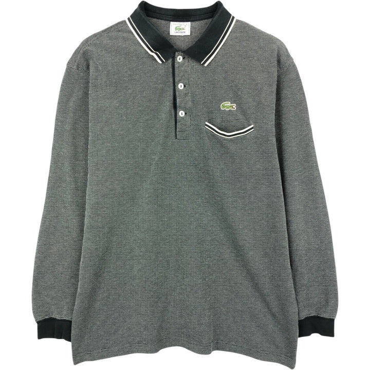 Lacoste long-sleeved polo shirt, made in France, size 5 (equivalent to men's L). cotton Charcoal Vintage Second Hand