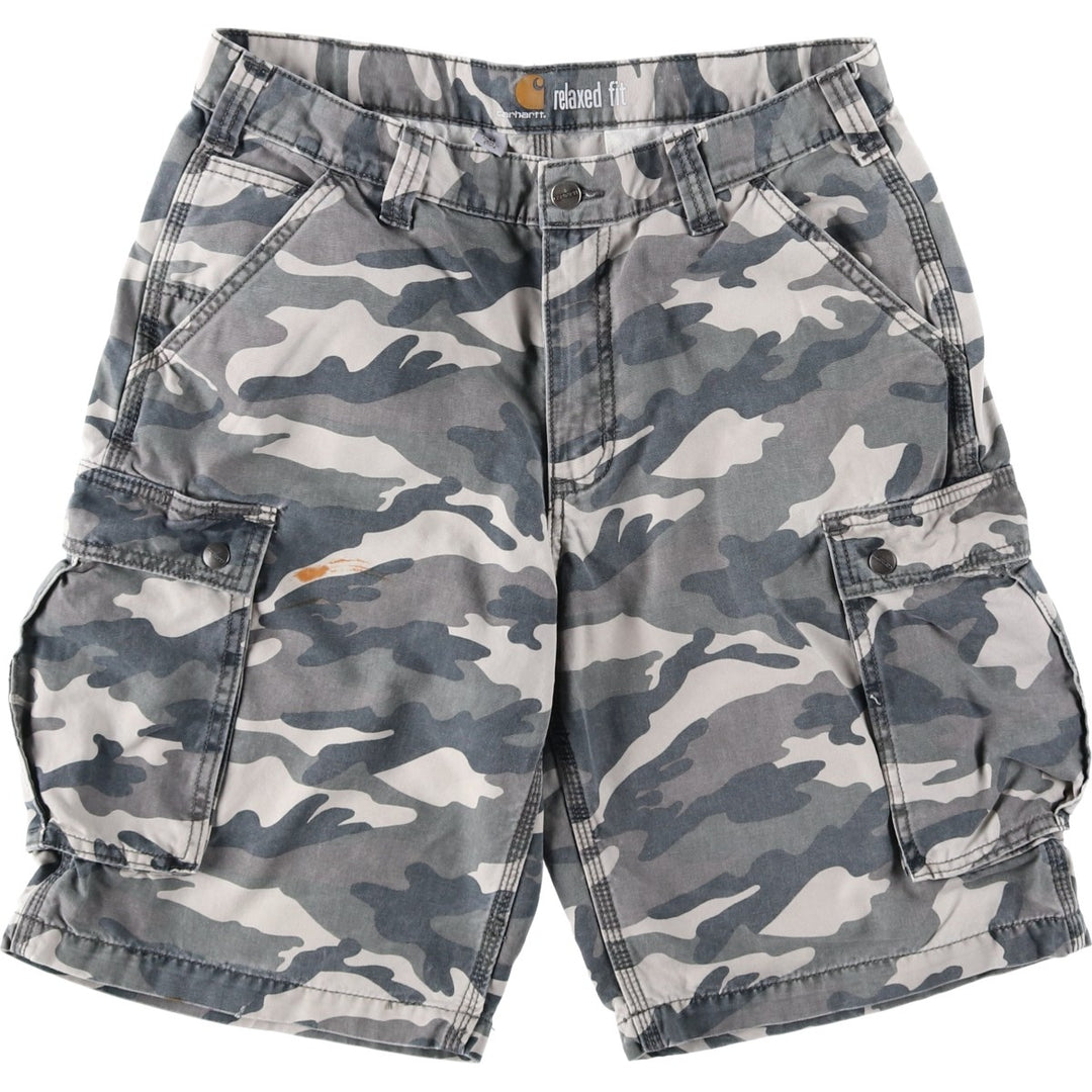 Carhartt Relaxed Fit Camouflage Pattern Duck Cargo Shorts, Men's, W34 equivalent cotton gray type Vintage Second Hand