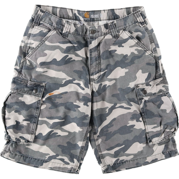 Carhartt Relaxed Fit Camouflage Pattern Duck Cargo Shorts, Men's, W34 equivalent cotton gray type Vintage Second Hand