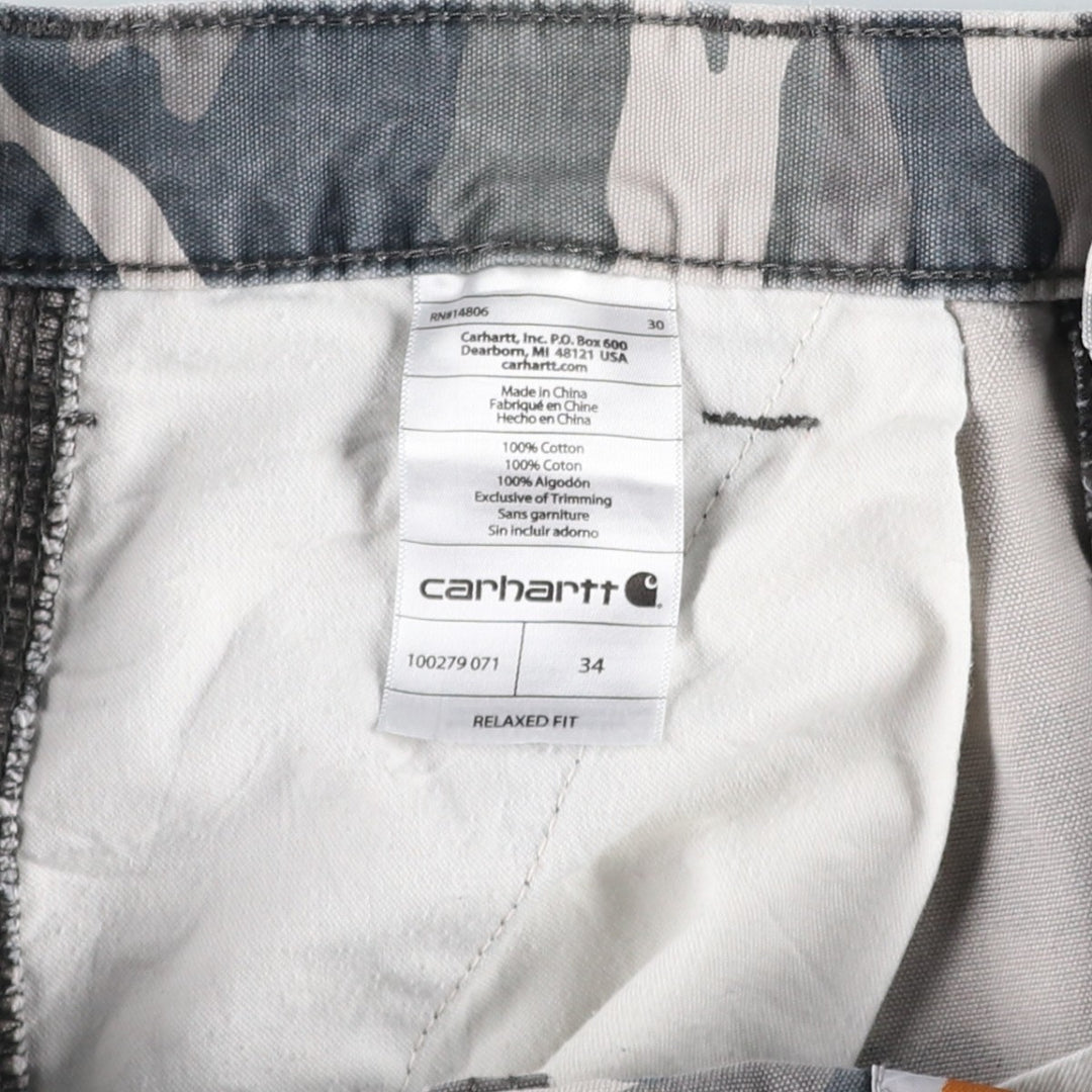 Carhartt Relaxed Fit Camouflage Pattern Duck Cargo Shorts, Men's, W34 equivalent cotton gray type Vintage Second Hand