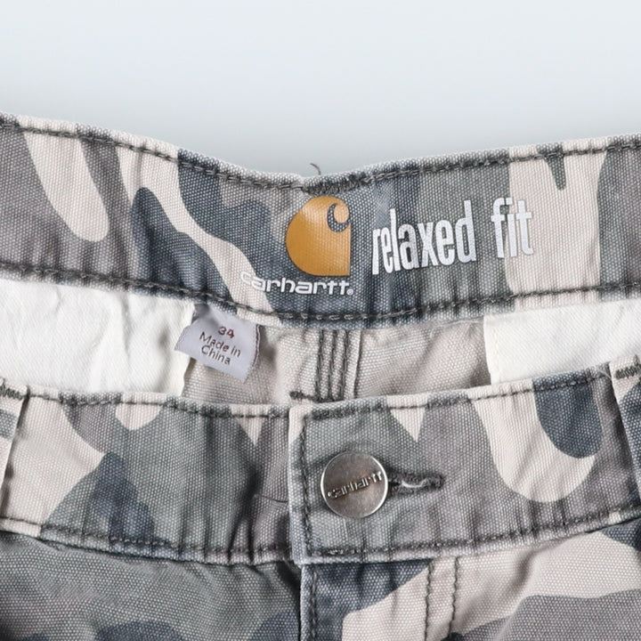 Carhartt Relaxed Fit Camouflage Pattern Duck Cargo Shorts, Men's, W34 equivalent cotton gray type Vintage Second Hand