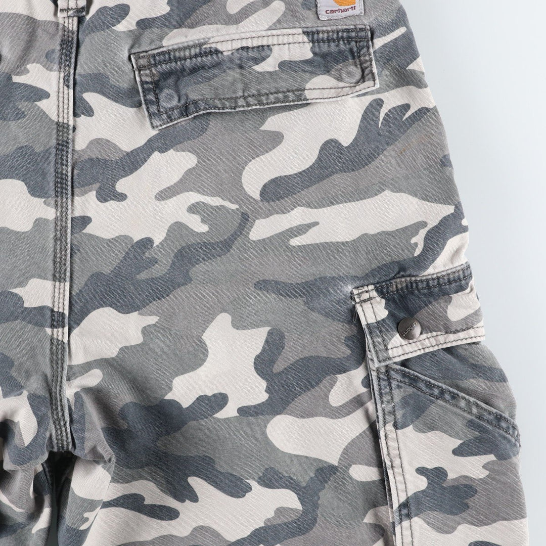 Carhartt Relaxed Fit Camouflage Pattern Duck Cargo Shorts, Men's, W34 equivalent cotton gray type Vintage Second Hand