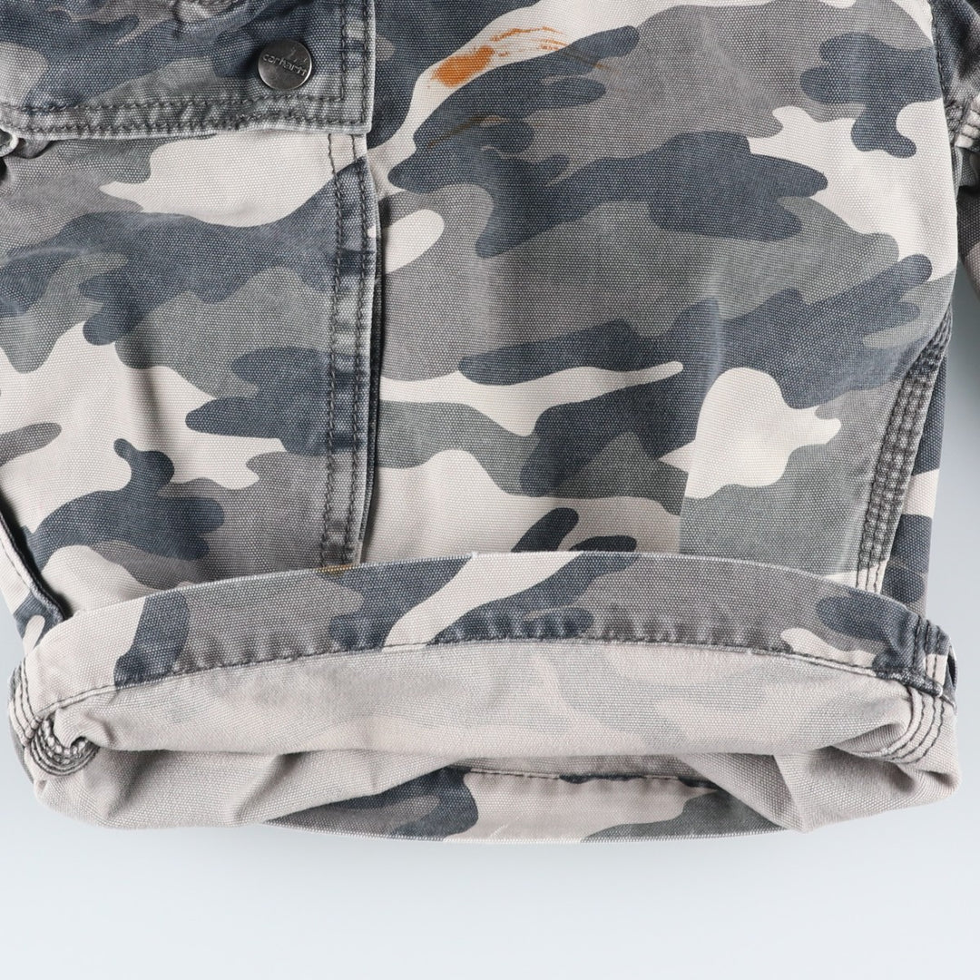 Carhartt Relaxed Fit Camouflage Pattern Duck Cargo Shorts, Men's, W34 equivalent cotton gray type Vintage Second Hand
