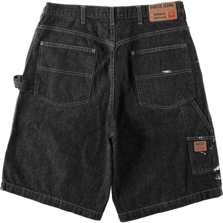 90'S Guess Painted Denim Painter Shorts, Men's Size W36 (approx.), Vintage cotton black type Vintage Second Hand