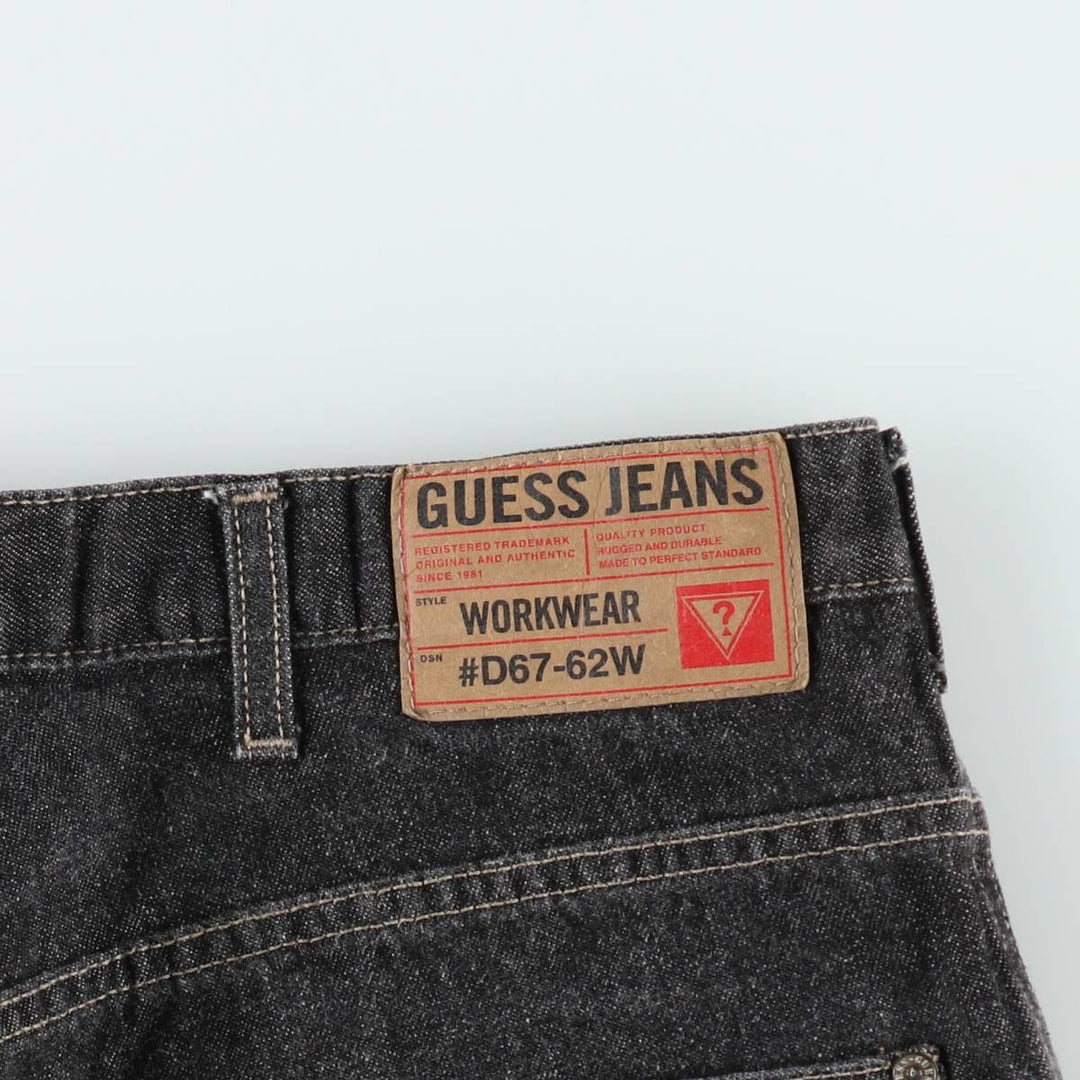 90'S Guess Painted Denim Painter Shorts, Men's Size W36 (approx.), Vintage cotton black type Vintage Second Hand