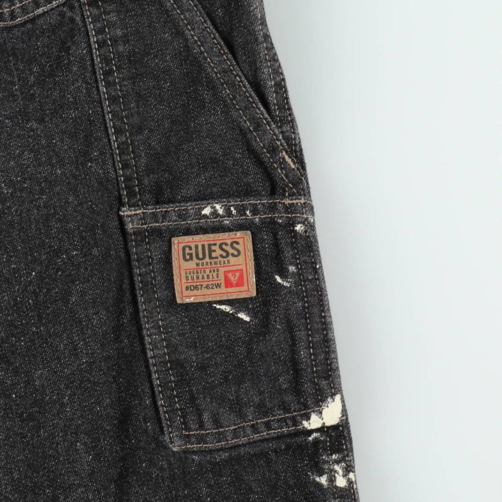 90'S Guess Painted Denim Painter Shorts, Men's Size W36 (approx.), Vintage cotton black type Vintage Second Hand