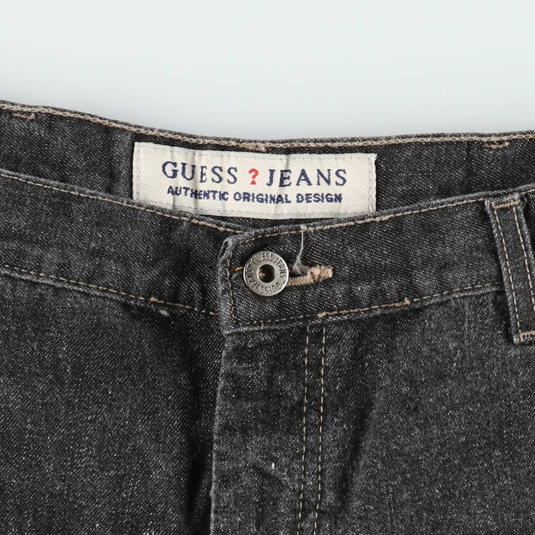 90'S Guess Painted Denim Painter Shorts, Men's Size W36 (approx.), Vintage cotton black type Vintage Second Hand