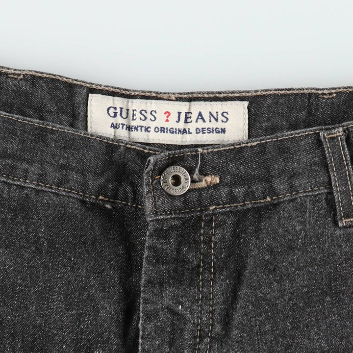 90'S Guess Painted Denim Painter Shorts, Men's Size W36 (approx.), Vintage cotton black type Vintage Second Hand