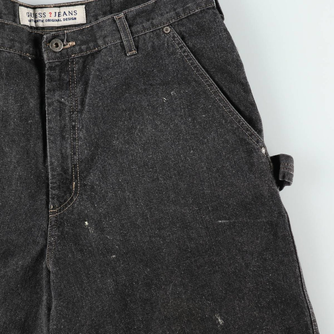 90'S Guess Painted Denim Painter Shorts, Men's Size W36 (approx.), Vintage cotton black type Vintage Second Hand