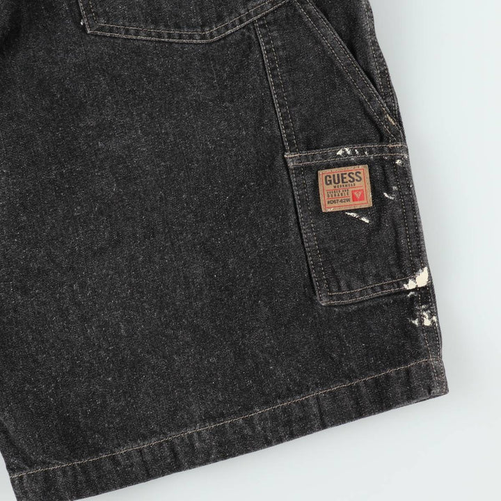 90'S Guess Painted Denim Painter Shorts, Men's Size W36 (approx.), Vintage cotton black type Vintage Second Hand