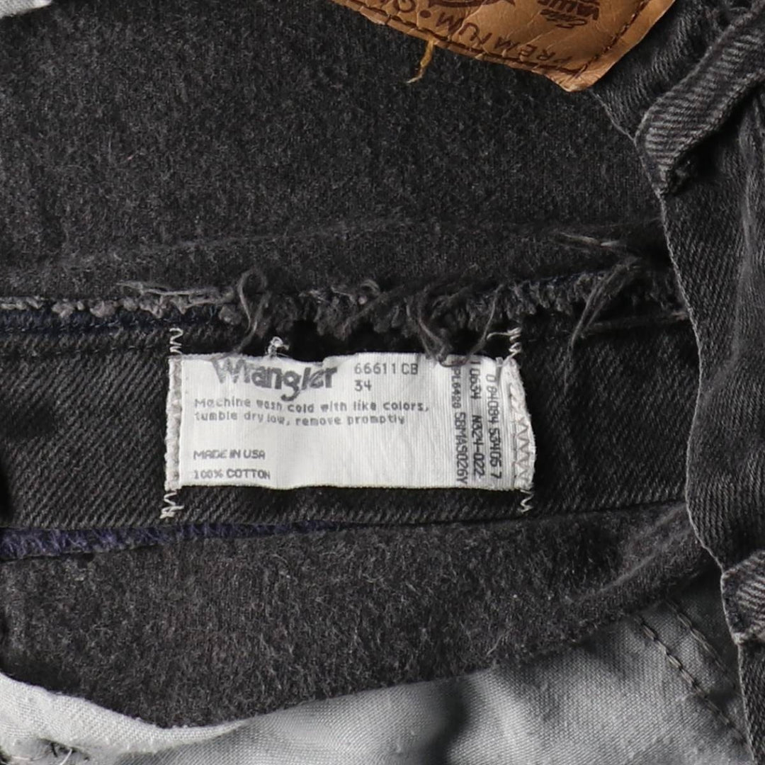 Wrangler Black Denim Shorts, Made in USA, Men's, W34 equivalent cotton black type Vintage Second Hand