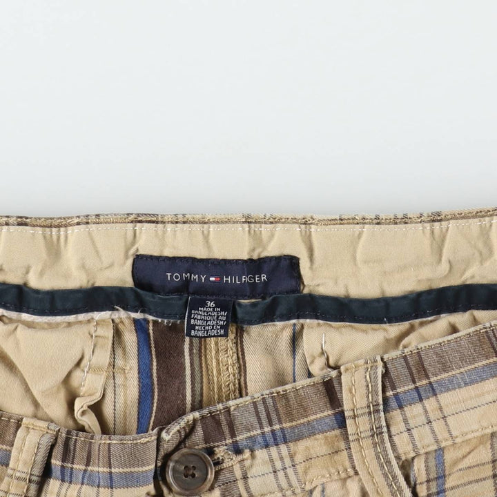 Tommy Hilfiger check pattern chino shorts, men's size W38 (approx.) cotton Khaki type beige Vintage Second Hand