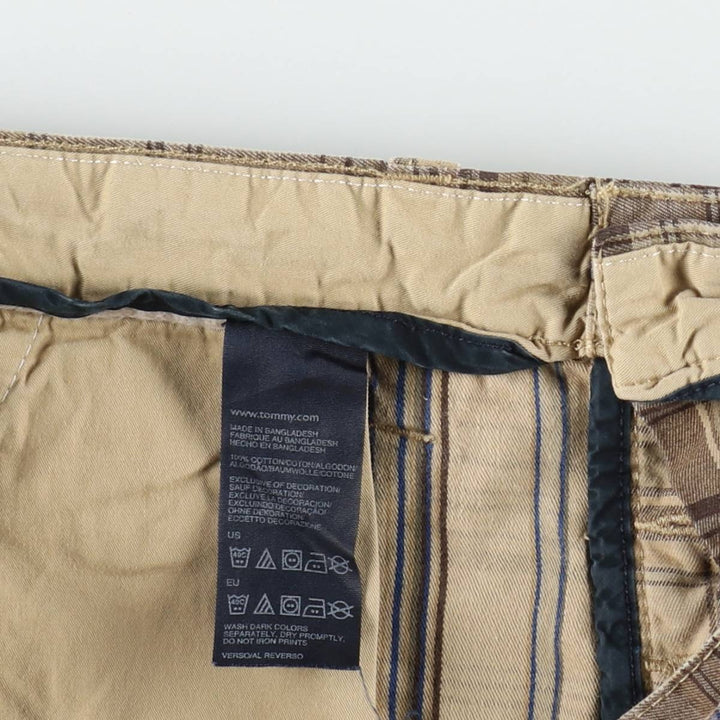 Tommy Hilfiger check pattern chino shorts, men's size W38 (approx.) cotton Khaki type beige Vintage Second Hand