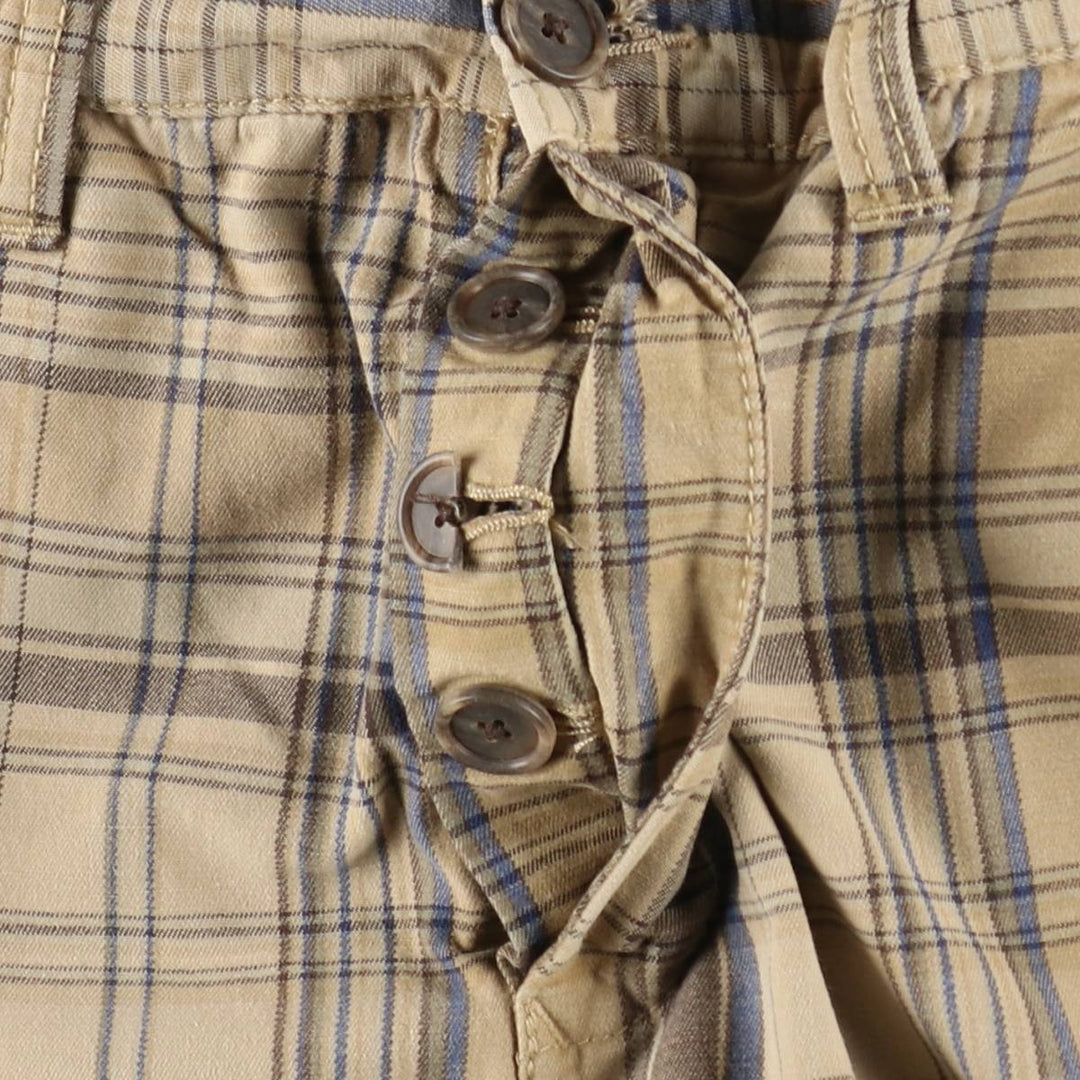 Tommy Hilfiger check pattern chino shorts, men's size W38 (approx.) cotton Khaki type beige Vintage Second Hand