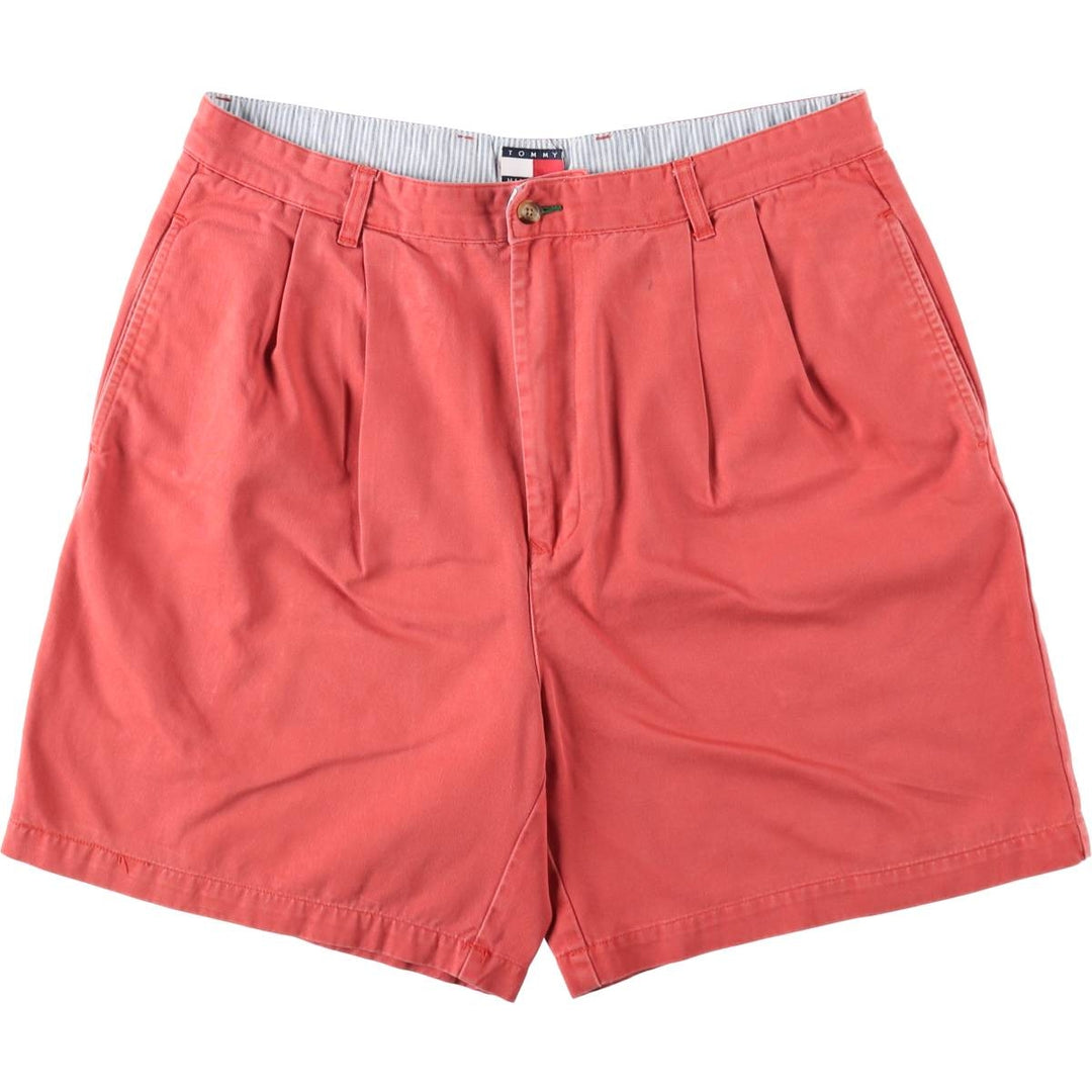 1990'S Tommy Hilfiger Two-Pleat Chino Shorts, Men's Size W35 (approx.), Vintage cotton coral Vintage Second Hand