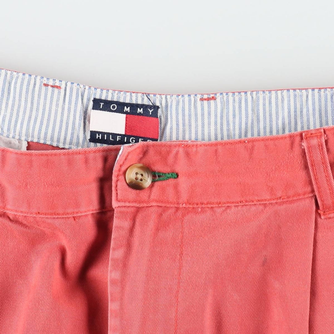 1990'S Tommy Hilfiger Two-Pleat Chino Shorts, Men's Size W35 (approx.), Vintage cotton coral Vintage Second Hand