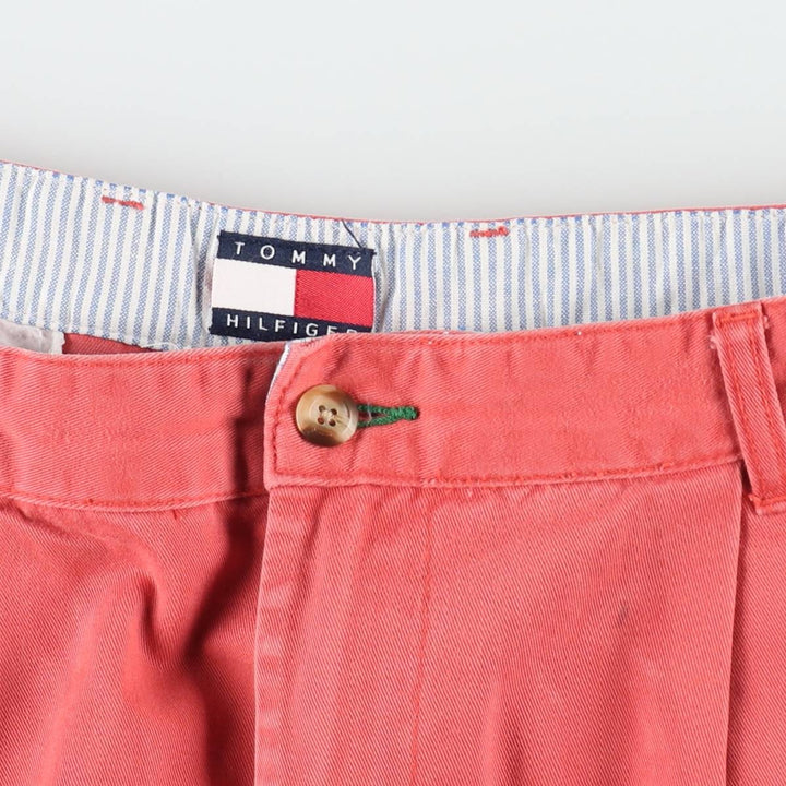 1990'S Tommy Hilfiger Two-Pleat Chino Shorts, Men's Size W35 (approx.), Vintage cotton coral Vintage Second Hand