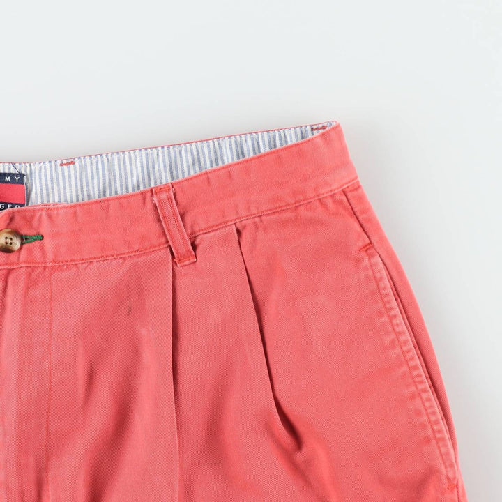 1990'S Tommy Hilfiger Two-Pleat Chino Shorts, Men's Size W35 (approx.), Vintage cotton coral Vintage Second Hand