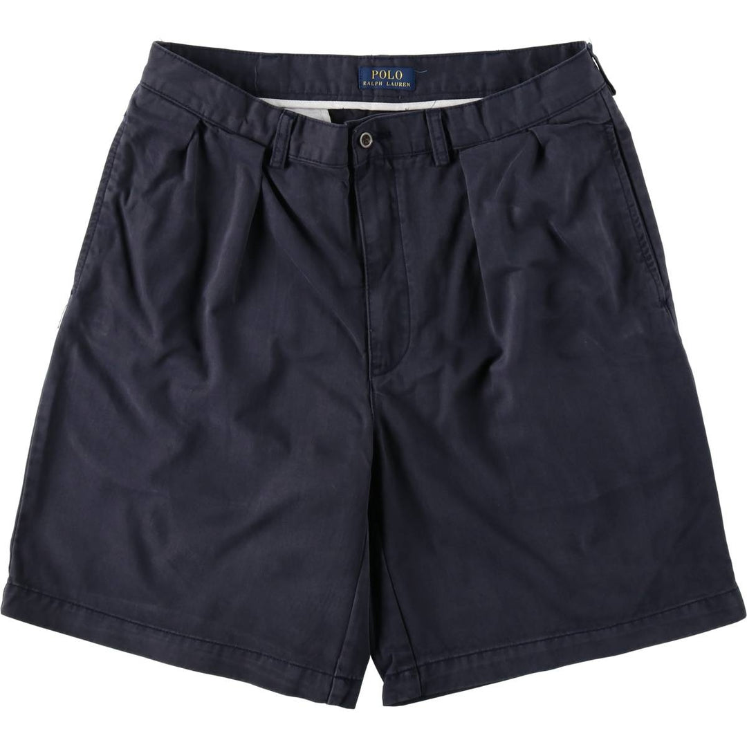 Ralph Lauren POLO RALPH LAUREN Two-pleat Chino Shorts Shorts Men's W34 equivalent cotton navy blue type Vintage Second Hand