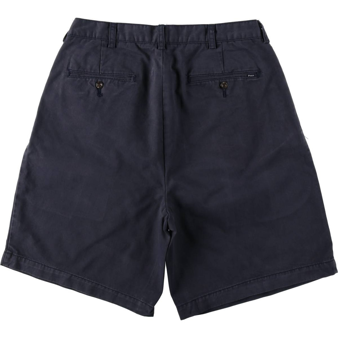 Ralph Lauren POLO RALPH LAUREN Two-pleat Chino Shorts Shorts Men's W34 equivalent cotton navy blue type Vintage Second Hand