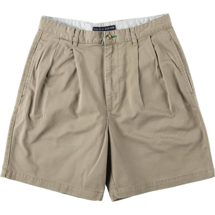 2000'S Tommy Hilfiger Two-Pleat Chino Shorts, Men's Size W31 (approx.) cotton Khaki type beige Vintage Second Hand