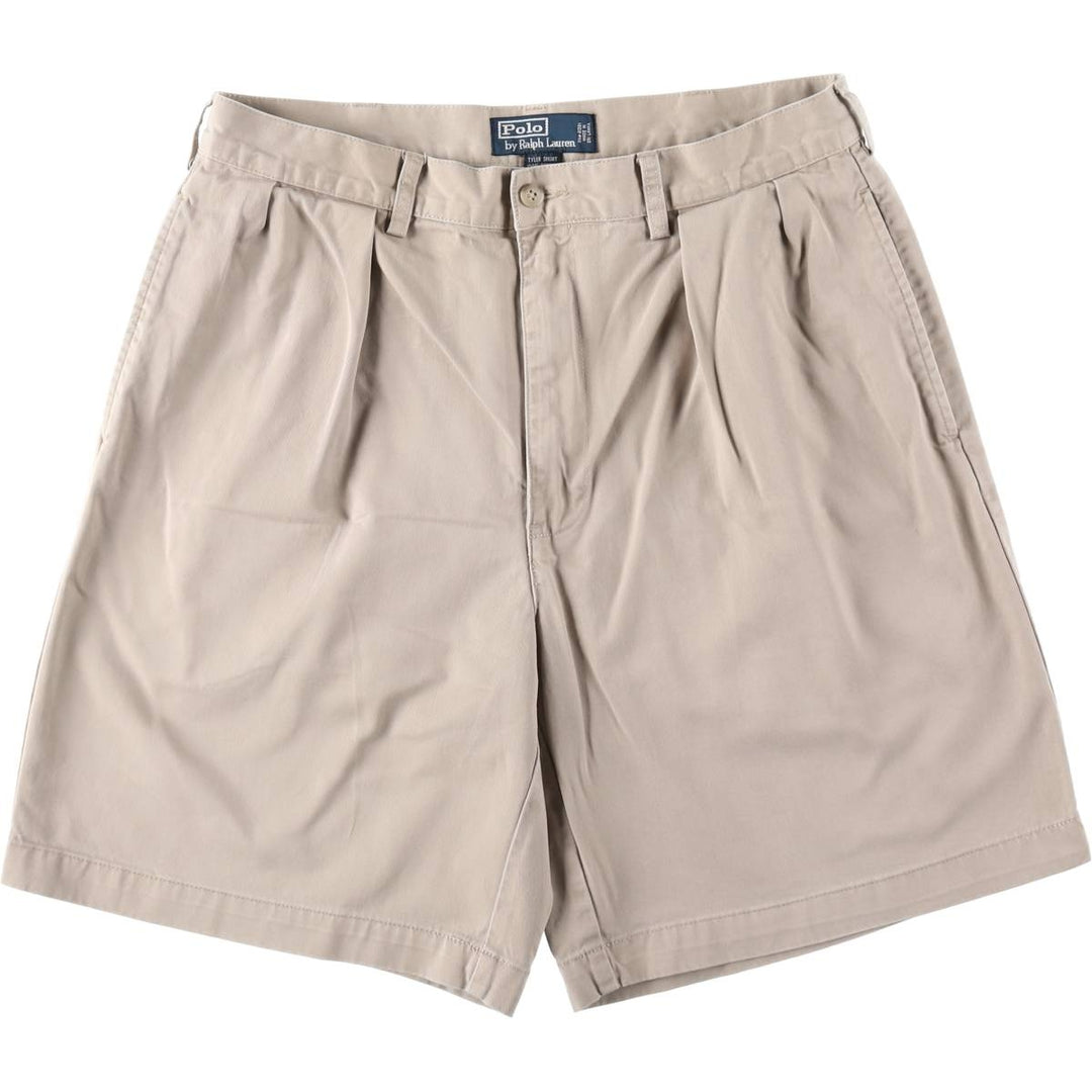 Ralph Lauren POLO by Ralph Lauren TYLER SHORT Two-pleat chino shorts, short pants, men's size W34 cotton Beige type Vintage Second Hand