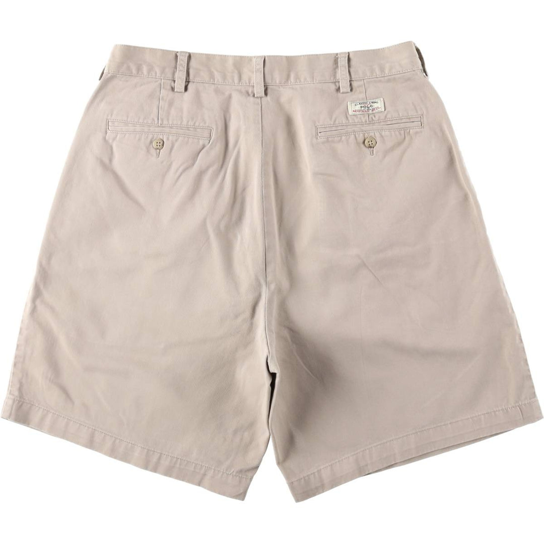 Ralph Lauren POLO by Ralph Lauren TYLER SHORT Two-pleat chino shorts, short pants, men's size W34 cotton Beige type Vintage Second Hand