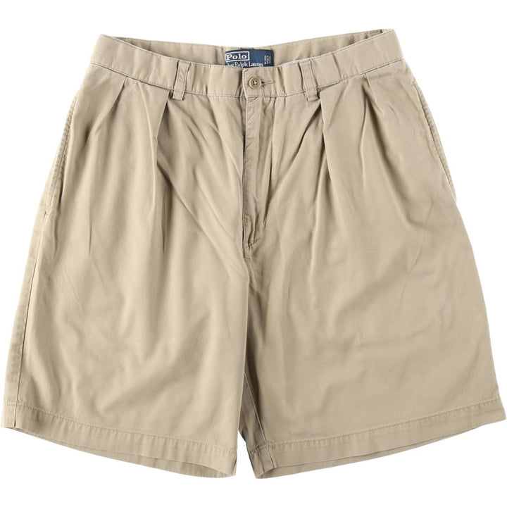 Ralph Lauren POLO by Ralph Lauren TYLER SHORT Two-pleat chino shorts, short pants, men's size W32 cotton beige type brown Vintage Second Hand