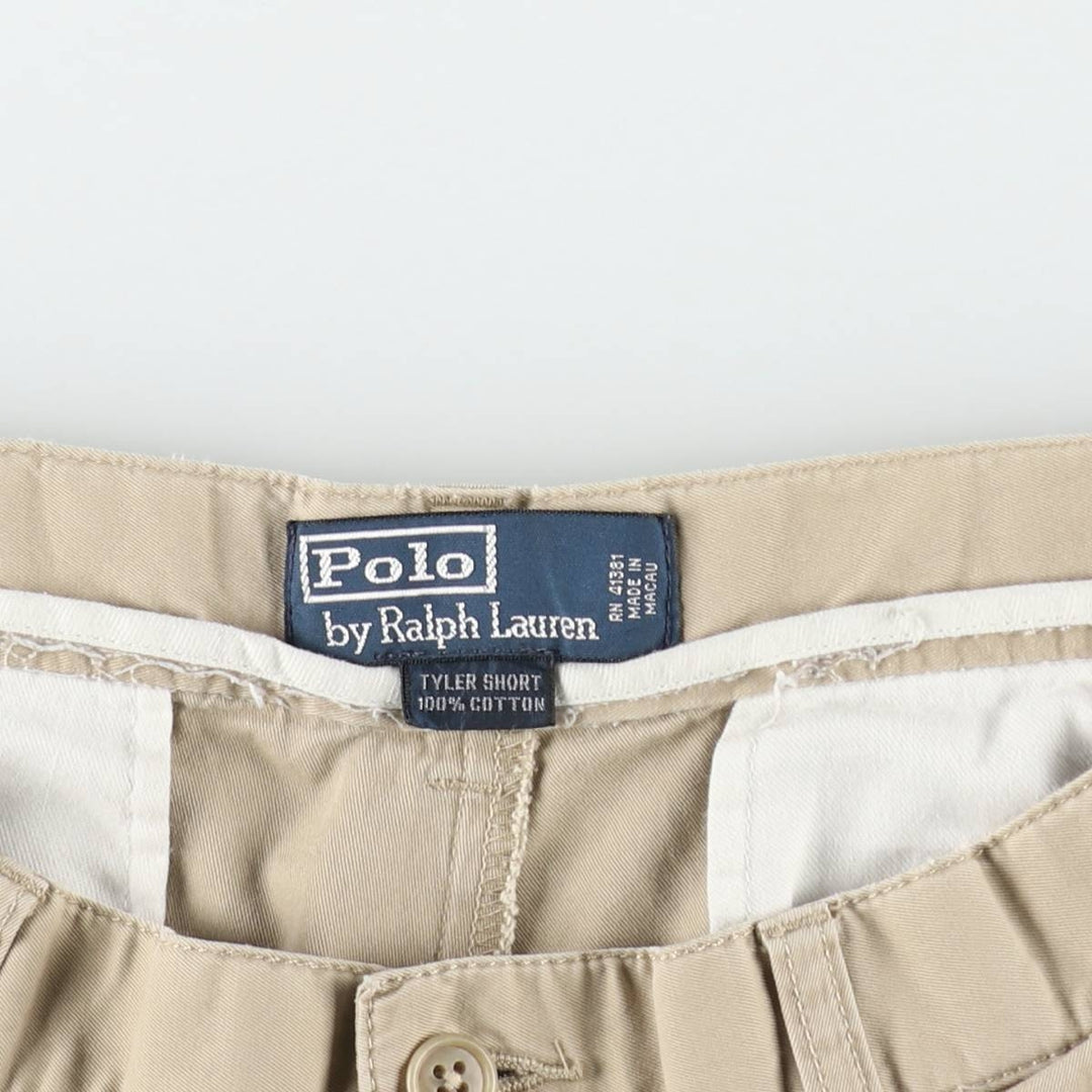 Ralph Lauren POLO by Ralph Lauren TYLER SHORT Two-pleat chino shorts, short pants, men's size W32 cotton beige type brown Vintage Second Hand