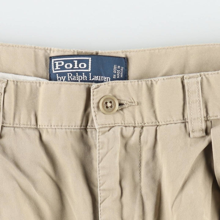 Ralph Lauren POLO by Ralph Lauren TYLER SHORT Two-pleat chino shorts, short pants, men's size W32 cotton beige type brown Vintage Second Hand