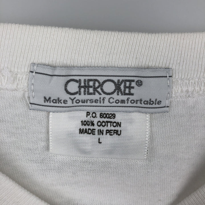~90'S CHEROKEE American flag print T-shirt, men's size L equivalent, vintage cotton white type Vintage Second Hand