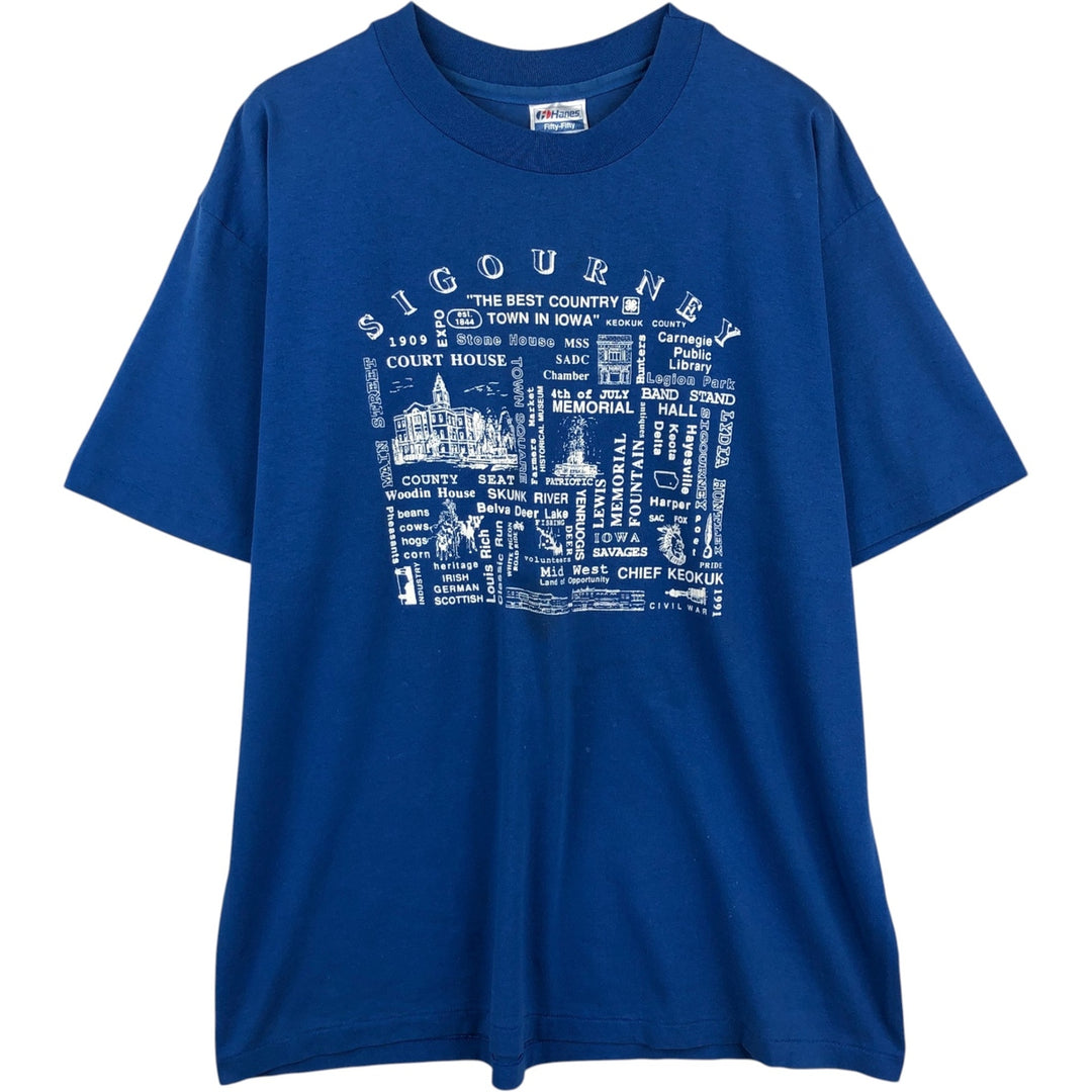 1980'S Hanes Fifty-Fifty Blue Tag Souvenir T-Shirt, Made in USA, Men's XL equivalent, Vintage cotton blue type Vintage Second Hand