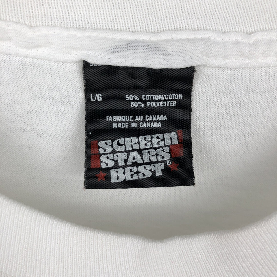 Vintage 90'S Screen Stars print T-shirt, Made in Canada, Men's Size L cotton white type Vintage Second Hand