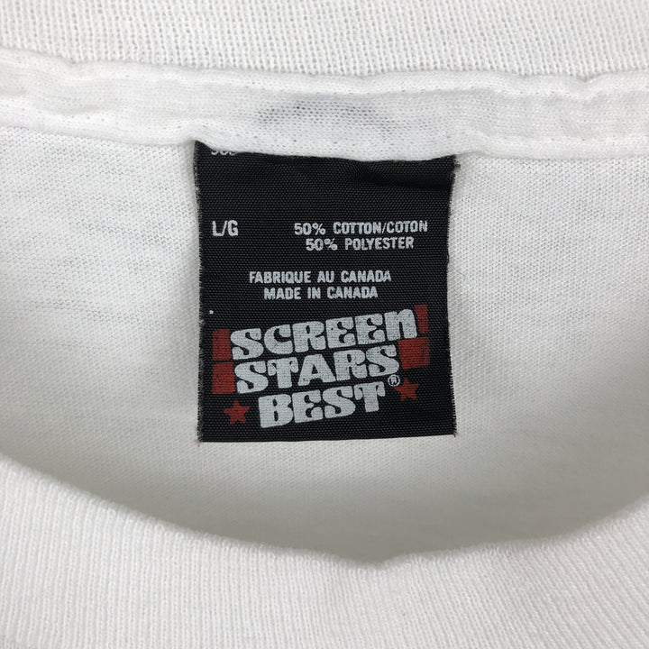 Vintage 90'S Screen Stars print T-shirt, Made in Canada, Men's Size L cotton white type Vintage Second Hand