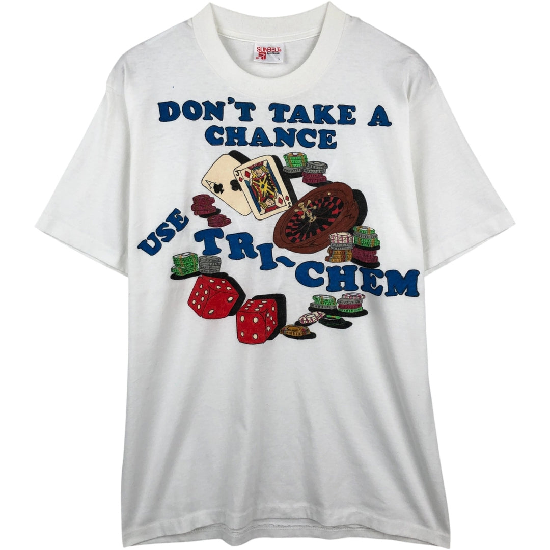 90'S SUNBELT Paint Print T-Shirt, Made in USA, Men's Size L (Equivalent), Vintage cotton white type Vintage Second Hand